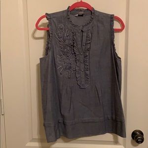 LOFT Chambray Blouse Size S
